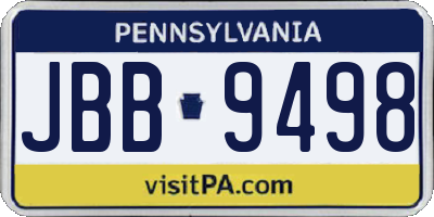 PA license plate JBB9498