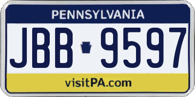 PA license plate JBB9597