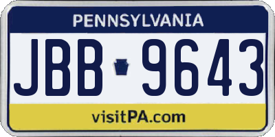 PA license plate JBB9643