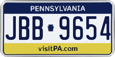 PA license plate JBB9654
