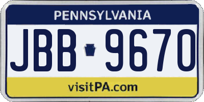 PA license plate JBB9670