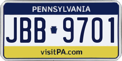 PA license plate JBB9701