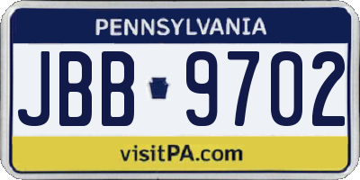 PA license plate JBB9702