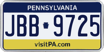 PA license plate JBB9725