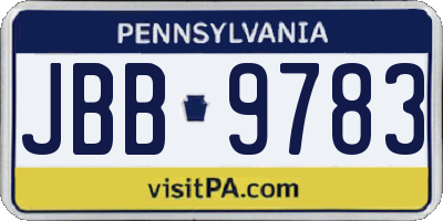 PA license plate JBB9783
