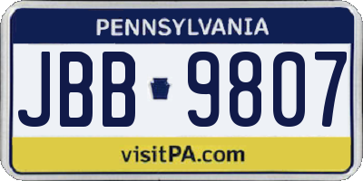 PA license plate JBB9807