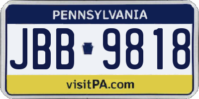 PA license plate JBB9818