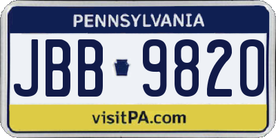 PA license plate JBB9820