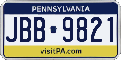 PA license plate JBB9821