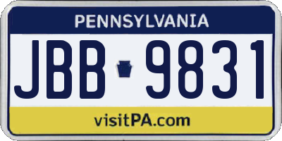 PA license plate JBB9831