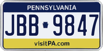 PA license plate JBB9847