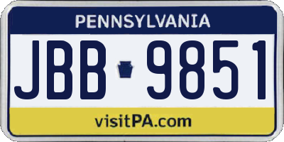 PA license plate JBB9851