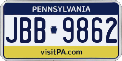 PA license plate JBB9862