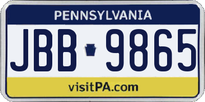 PA license plate JBB9865