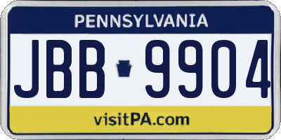 PA license plate JBB9904