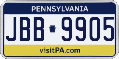 PA license plate JBB9905