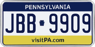 PA license plate JBB9909