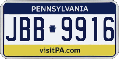 PA license plate JBB9916