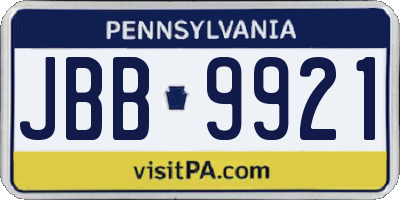 PA license plate JBB9921