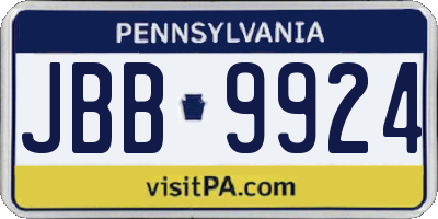 PA license plate JBB9924
