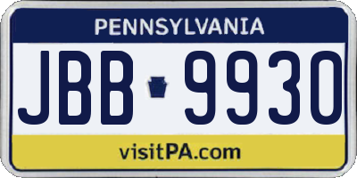 PA license plate JBB9930