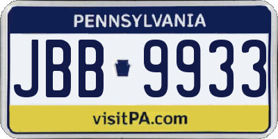 PA license plate JBB9933