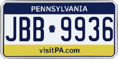 PA license plate JBB9936