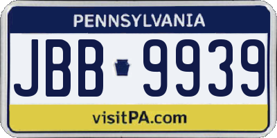 PA license plate JBB9939