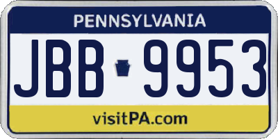 PA license plate JBB9953