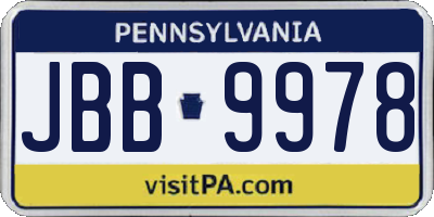 PA license plate JBB9978