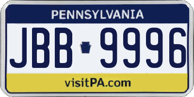 PA license plate JBB9996