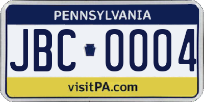 PA license plate JBC0004