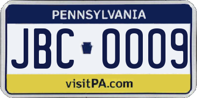 PA license plate JBC0009