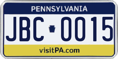 PA license plate JBC0015