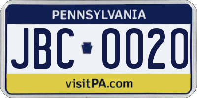 PA license plate JBC0020