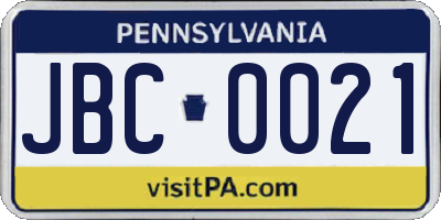 PA license plate JBC0021
