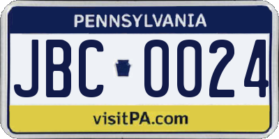 PA license plate JBC0024