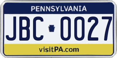 PA license plate JBC0027