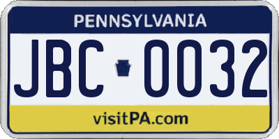 PA license plate JBC0032