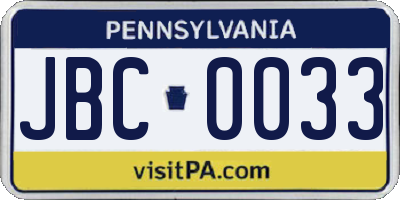 PA license plate JBC0033