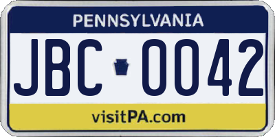 PA license plate JBC0042