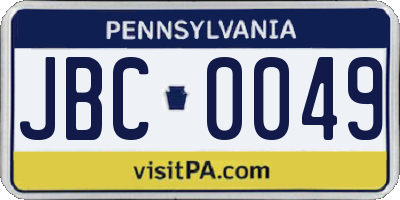 PA license plate JBC0049