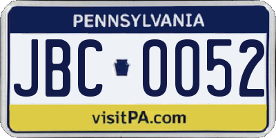 PA license plate JBC0052