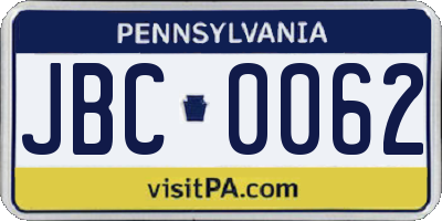 PA license plate JBC0062
