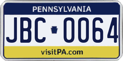 PA license plate JBC0064