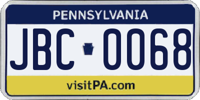 PA license plate JBC0068