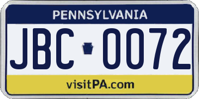 PA license plate JBC0072