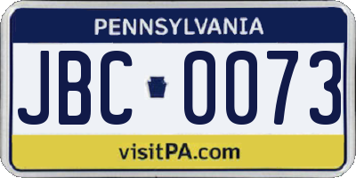 PA license plate JBC0073