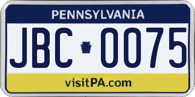 PA license plate JBC0075