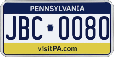 PA license plate JBC0080